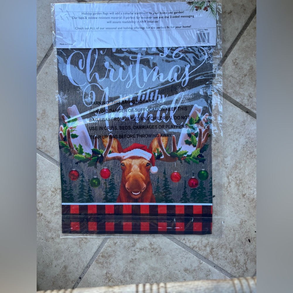 Ella's Garden NWT "Merry Christmas Ya Filthy Animal" Garden Flag
